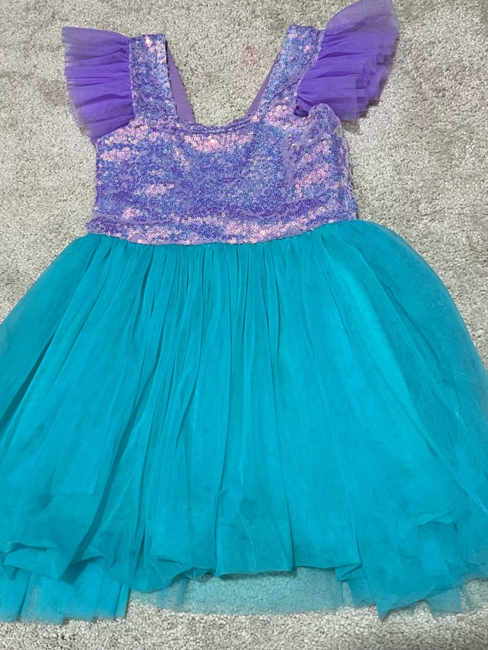 Girls Purple & Teal Mermaid Inspired Sequin Tulle Party Dress